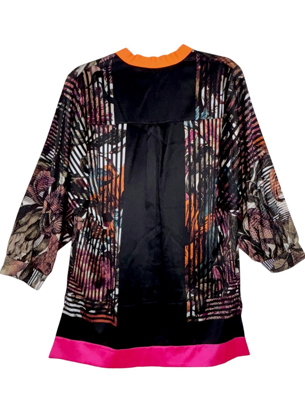 Elie Tahari Silk Multicolor Relaxed Fit Abstract Blouse Floral Print Tunic Top - Picture 3 of 16